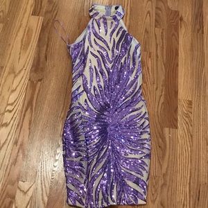 Purple and cream chicken dress